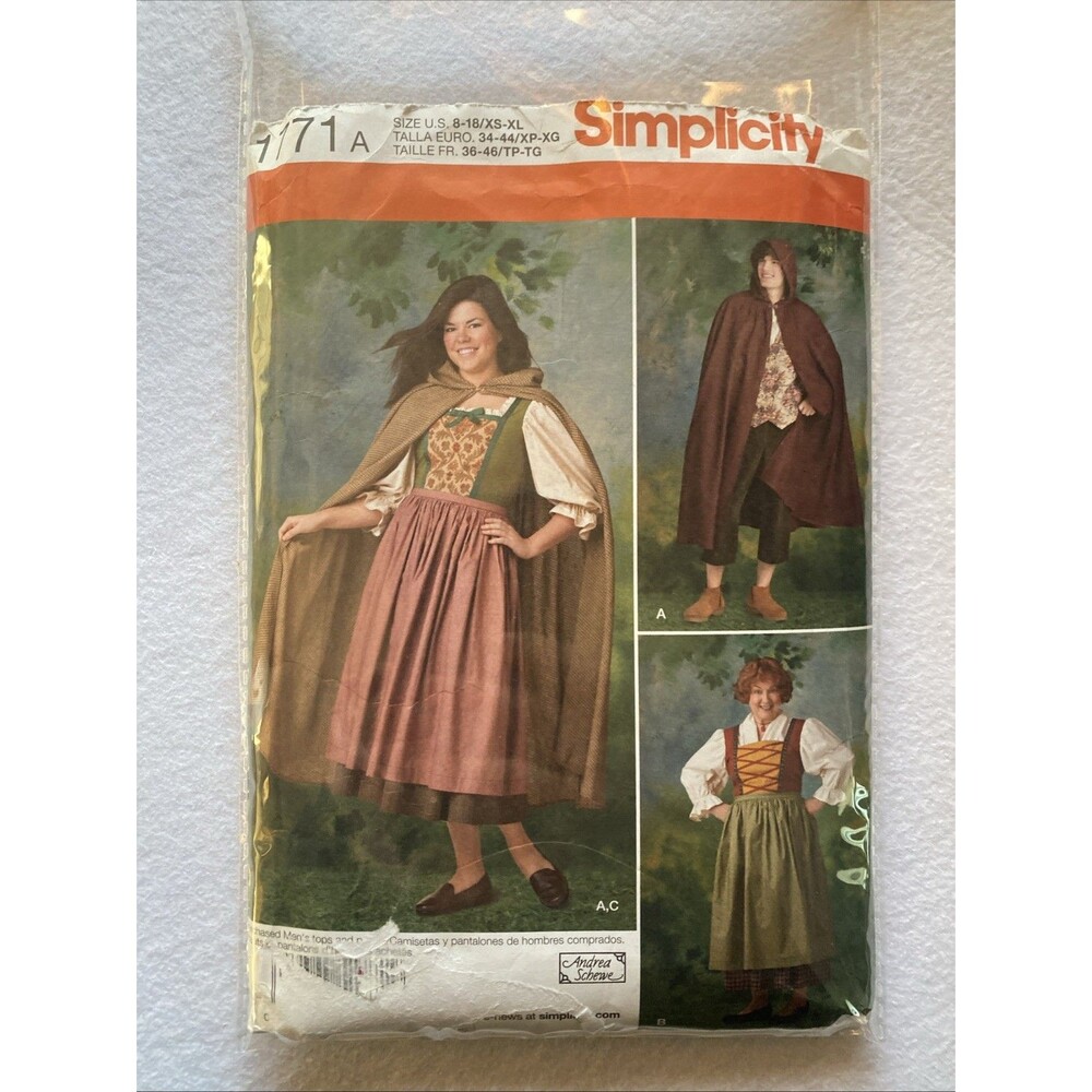#1771 Simplicity LotR Hobbit Costumes Cape Pattern - Size 8-18/XS-XL - UNCUT FF